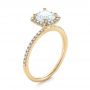 18k Yellow Gold 18k Yellow Gold Cushion Halo Diamond Engagement Ring - Three-Quarter View -  104000 - Thumbnail