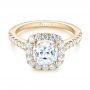 18k Yellow Gold 18k Yellow Gold Cushion Halo Diamond Engagement Ring - Flat View -  103993 - Thumbnail
