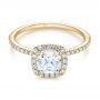 18k Yellow Gold 18k Yellow Gold Cushion Halo Diamond Engagement Ring - Flat View -  104000 - Thumbnail