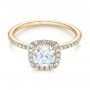 14k Yellow Gold 14k Yellow Gold Cushion Halo Diamond Engagement Ring - Flat View -  104000 - Thumbnail