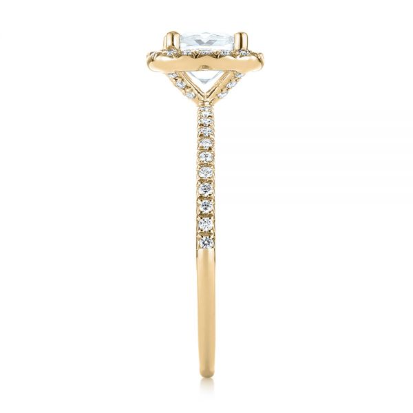 18k Yellow Gold 18k Yellow Gold Cushion Halo Diamond Engagement Ring - Side View - 104000