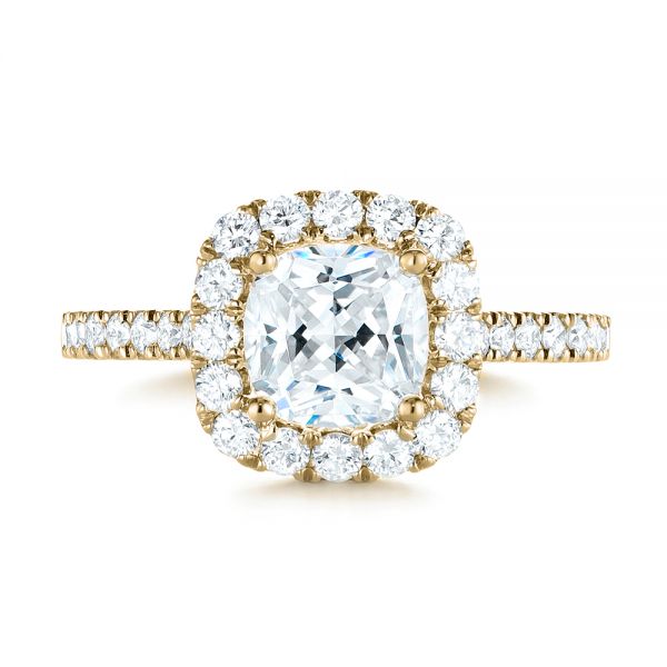 18k Yellow Gold 18k Yellow Gold Cushion Halo Diamond Engagement Ring - Top View -  103993