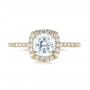 14k Yellow Gold 14k Yellow Gold Cushion Halo Diamond Engagement Ring - Top View -  104000 - Thumbnail