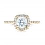 18k Yellow Gold 18k Yellow Gold Cushion Halo Diamond Engagement Ring - Top View -  104000 - Thumbnail