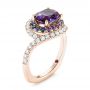 18k Rose Gold 18k Rose Gold Custom Alexandrite Blue And Purple Sapphire And Diamond Halo Engagement Ring - Three-Quarter View -  103443 - Thumbnail