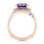 14k Rose Gold 14k Rose Gold Custom Alexandrite Blue And Purple Sapphire And Diamond Halo Engagement Ring - Front View -  103443 - Thumbnail