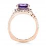 18k Rose Gold 18k Rose Gold Custom Alexandrite Blue And Purple Sapphire And Diamond Halo Engagement Ring - Front View -  103443 - Thumbnail