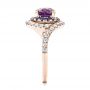 18k Rose Gold 18k Rose Gold Custom Alexandrite Blue And Purple Sapphire And Diamond Halo Engagement Ring - Side View -  103443 - Thumbnail