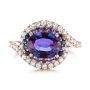 18k Rose Gold 18k Rose Gold Custom Alexandrite Blue And Purple Sapphire And Diamond Halo Engagement Ring - Top View -  103443 - Thumbnail