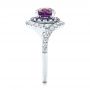 14k White Gold Custom Alexandrite Blue And Purple Sapphire And Diamond Halo Engagement Ring - Side View -  103443 - Thumbnail