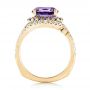 18k Yellow Gold 18k Yellow Gold Custom Alexandrite Blue And Purple Sapphire And Diamond Halo Engagement Ring - Front View -  103443 - Thumbnail