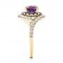 18k Yellow Gold 18k Yellow Gold Custom Alexandrite Blue And Purple Sapphire And Diamond Halo Engagement Ring - Side View -  103443 - Thumbnail