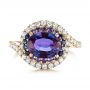14k Yellow Gold 14k Yellow Gold Custom Alexandrite Blue And Purple Sapphire And Diamond Halo Engagement Ring - Top View -  103443 - Thumbnail