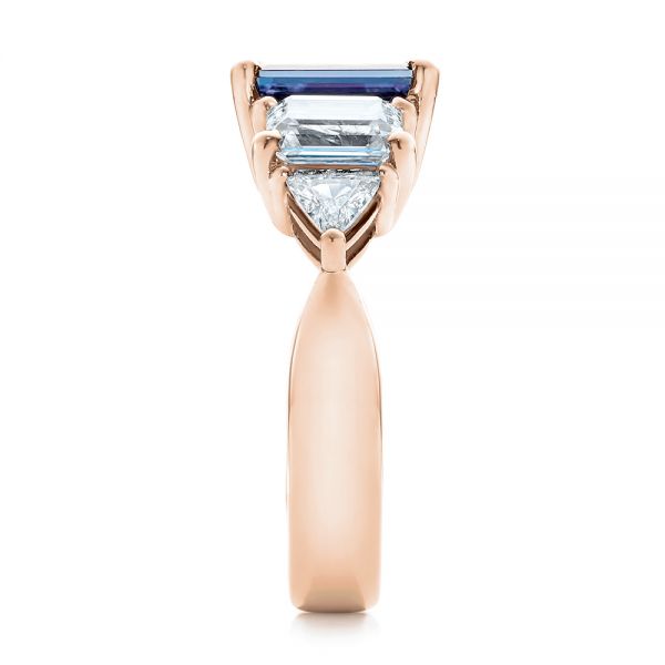 14k Rose Gold 14k Rose Gold Custom Alexandrite And Diamond Engagement Ring - Side View - 101995