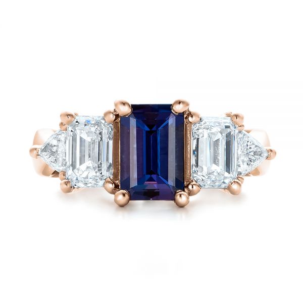 14k Rose Gold 14k Rose Gold Custom Alexandrite And Diamond Engagement Ring - Top View - 101995