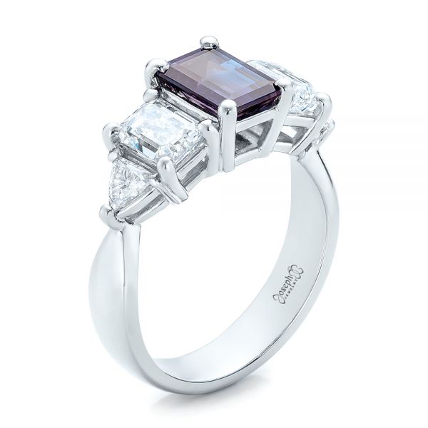 Custom Alexandrite and Diamond Engagement Ring - Image