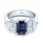 18k White Gold 18k White Gold Custom Alexandrite And Diamond Engagement Ring - Flat View -  101995 - Thumbnail