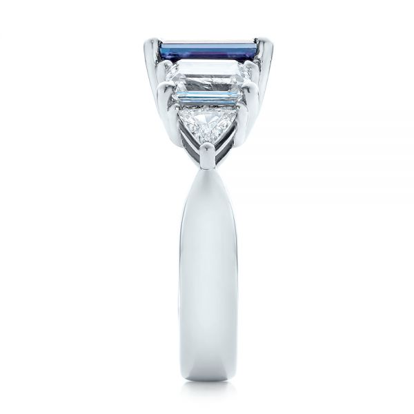 Platinum Custom Alexandrite And Diamond Engagement Ring - Side View - 101995