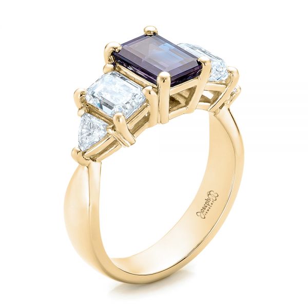 18k Yellow Gold 18k Yellow Gold Custom Alexandrite And Diamond Engagement Ring - Three-Quarter View -  101995