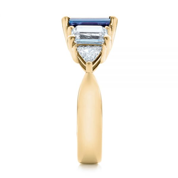 18k Yellow Gold 18k Yellow Gold Custom Alexandrite And Diamond Engagement Ring - Side View - 101995