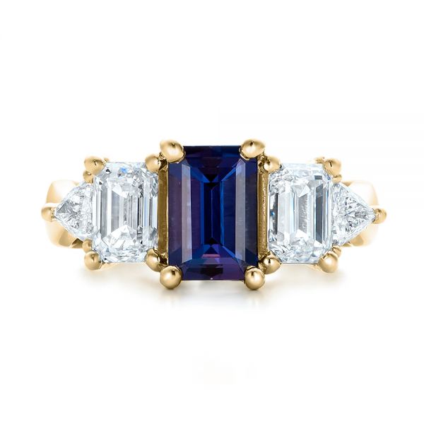 18k Yellow Gold 18k Yellow Gold Custom Alexandrite And Diamond Engagement Ring - Top View - 101995