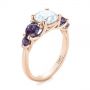 14k Rose Gold 14k Rose Gold Custom Alexandrite And Diamond Five Stone Engagement Ring - Three-Quarter View -  104691 - Thumbnail