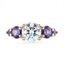 18k Rose Gold 18k Rose Gold Custom Alexandrite And Diamond Five Stone Engagement Ring - Top View -  104691 - Thumbnail