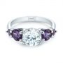  Platinum Custom Alexandrite And Diamond Five Stone Engagement Ring - Flat View -  104691 - Thumbnail