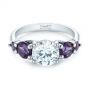 14k White Gold 14k White Gold Custom Alexandrite And Diamond Five Stone Engagement Ring - Flat View -  104691 - Thumbnail