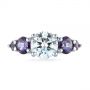 Platinum Custom Alexandrite And Diamond Five Stone Engagement Ring - Top View -  104691 - Thumbnail