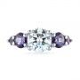 14k White Gold 14k White Gold Custom Alexandrite And Diamond Five Stone Engagement Ring - Top View -  104691 - Thumbnail