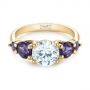 18k Yellow Gold 18k Yellow Gold Custom Alexandrite And Diamond Five Stone Engagement Ring - Flat View -  104691 - Thumbnail