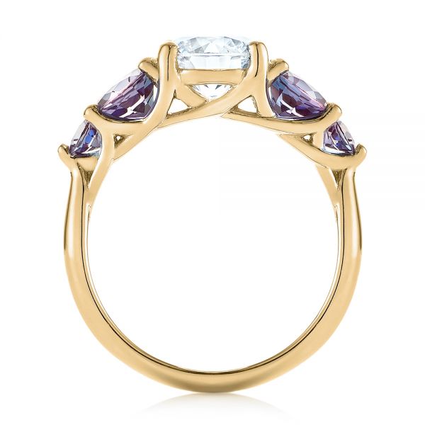 14k Yellow Gold 14k Yellow Gold Custom Alexandrite And Diamond Five Stone Engagement Ring - Front View -  104691