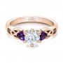 14k Rose Gold 14k Rose Gold Custom Amethyst And Diamond Engagement Ring - Flat View -  100817 - Thumbnail