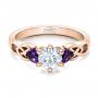 18k Rose Gold 18k Rose Gold Custom Amethyst And Diamond Engagement Ring - Flat View -  100817 - Thumbnail