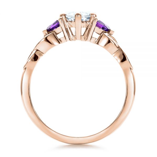 14k Rose Gold 14k Rose Gold Custom Amethyst And Diamond Engagement Ring - Front View - 100817