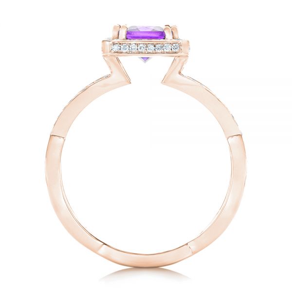 14k Rose Gold 14k Rose Gold Custom Amethyst And Diamond Engagement Ring - Front View -  102449