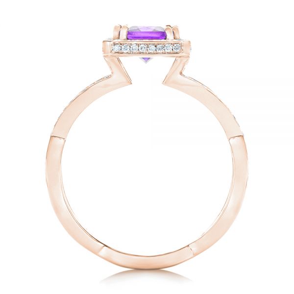 18k Rose Gold 18k Rose Gold Custom Amethyst And Diamond Engagement Ring - Front View -  102449