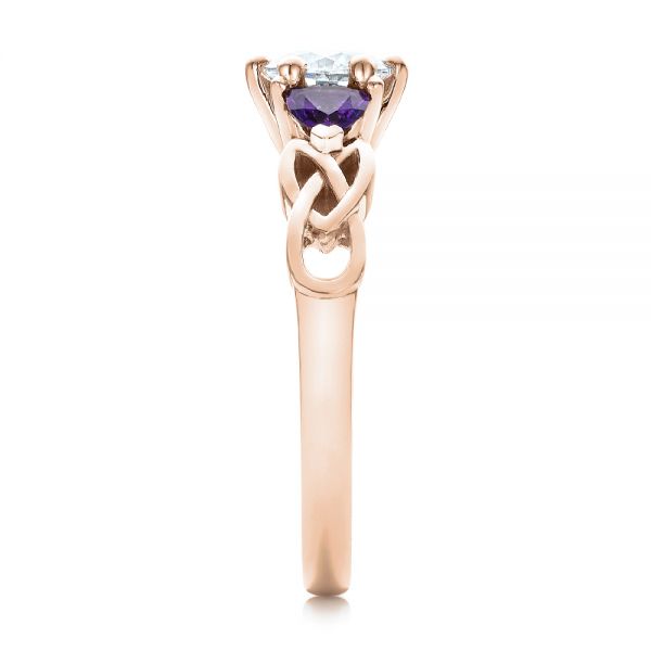 18k Rose Gold 18k Rose Gold Custom Amethyst And Diamond Engagement Ring - Side View -  100817