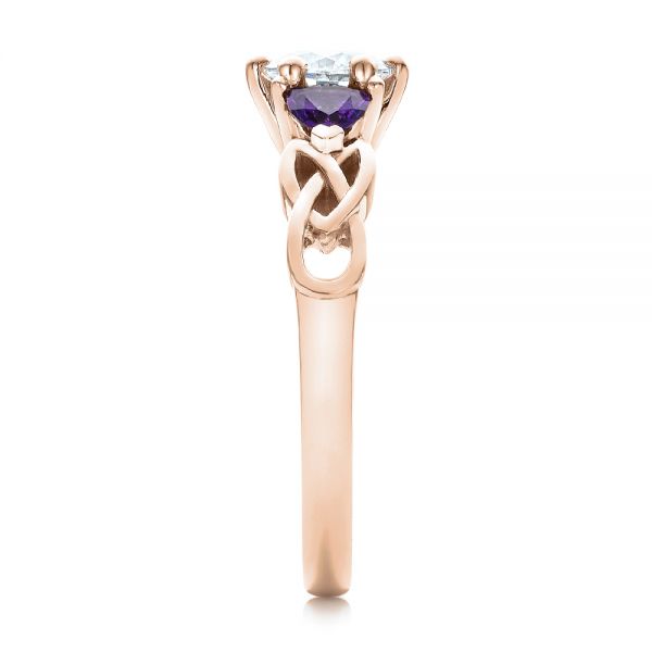 14k Rose Gold 14k Rose Gold Custom Amethyst And Diamond Engagement Ring - Side View - 100817