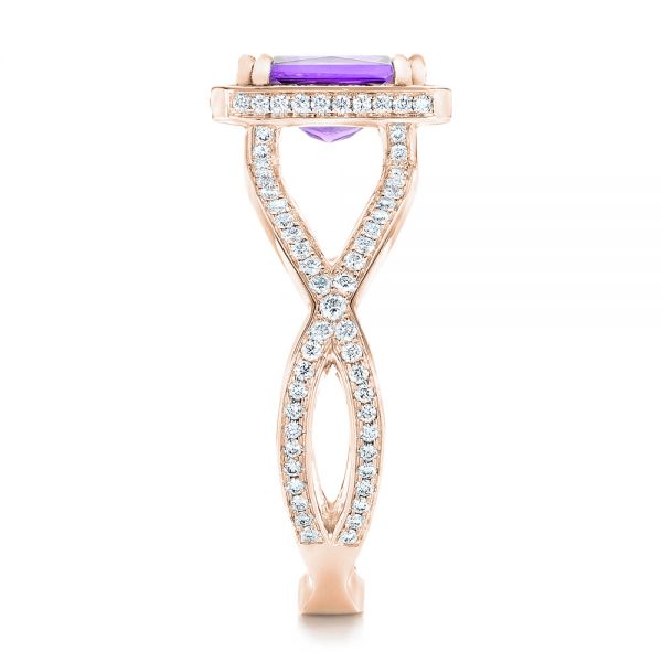 14k Rose Gold 14k Rose Gold Custom Amethyst And Diamond Engagement Ring - Side View -  102449