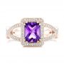 14k Rose Gold 14k Rose Gold Custom Amethyst And Diamond Engagement Ring - Top View -  102449 - Thumbnail