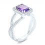 14k White Gold Custom Amethyst And Diamond Engagement Ring - Three-Quarter View -  102449 - Thumbnail