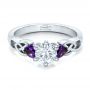 18k White Gold 18k White Gold Custom Amethyst And Diamond Engagement Ring - Flat View -  100817 - Thumbnail