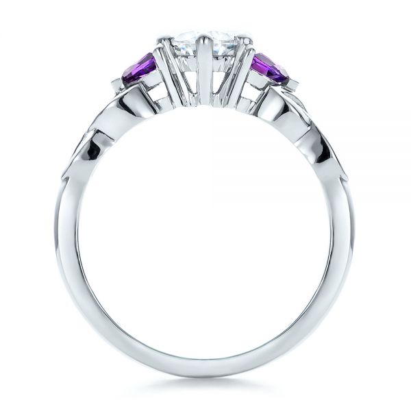 18k White Gold 18k White Gold Custom Amethyst And Diamond Engagement Ring - Front View -  100817