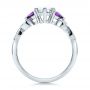14k White Gold Custom Amethyst And Diamond Engagement Ring - Front View -  100817 - Thumbnail