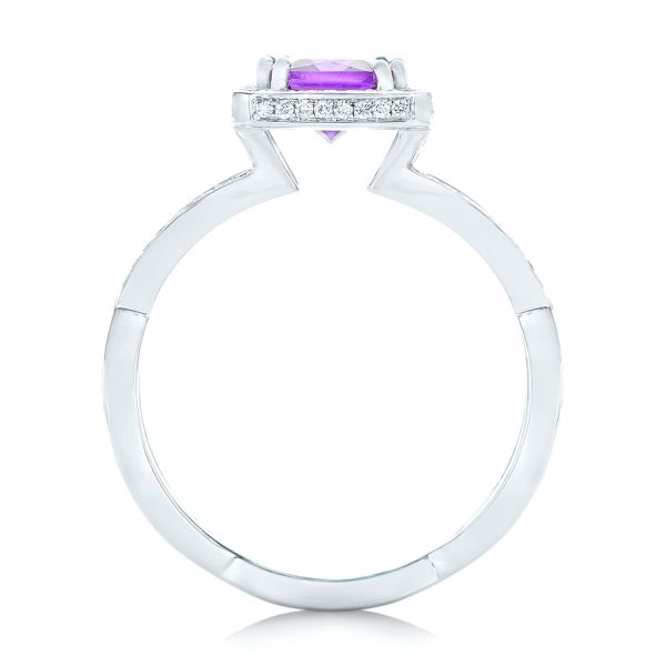 18k White Gold 18k White Gold Custom Amethyst And Diamond Engagement Ring - Front View -  102449