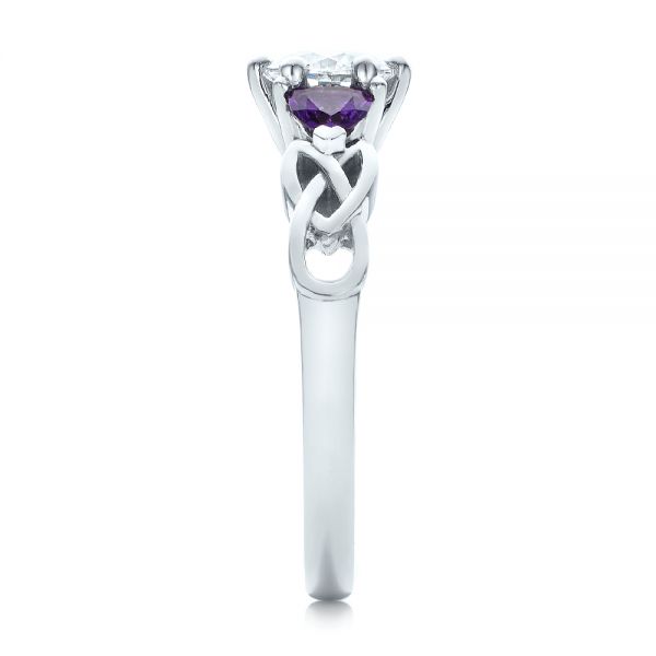 14k White Gold Custom Amethyst And Diamond Engagement Ring - Side View - 100817
