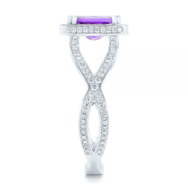 18k White Gold 18k White Gold Custom Amethyst And Diamond Engagement Ring - Side View -  102449