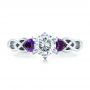 14k White Gold Custom Amethyst And Diamond Engagement Ring - Top View -  100817 - Thumbnail
